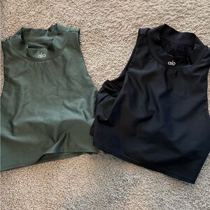 ALO Yoga Tank Tops - Forest Green and Midnight Black